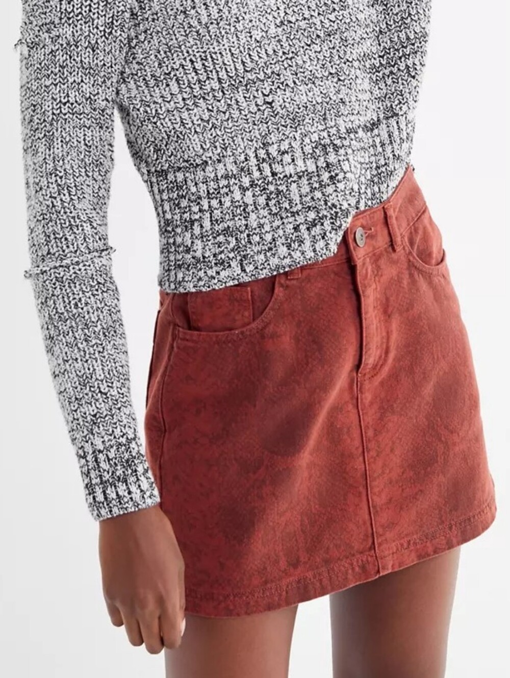 BDG Rust-Tone Snake Print Mini Skirt